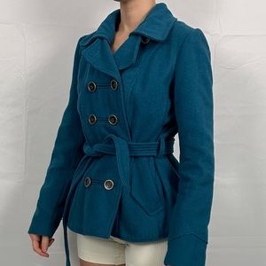 Delia’s blue turquoise trench coat